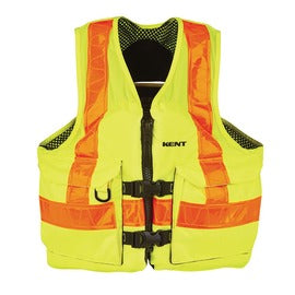 KENT Hi-Viz Yellow Nylon Hi-Viz ANSI Mesh Vest And Hand Warmer Pockets
